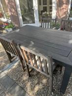 Hardhouten stoelen 4 stuks + tafel, Tuin en Terras, Tuinsets en Loungesets, Ophalen, Gebruikt, Hardhout