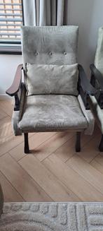 2x groene fauteuil, Huis en Inrichting, Fauteuils, Minder dan 75 cm, Gebruikt, Hout, 50 tot 75 cm