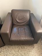 Luxe Natuzzi draaifauteuil op RVS voet - bruin leer, Ophalen, Gebruikt, Leer, 75 tot 100 cm