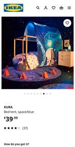 IKEA Space Bed Tent KURA, Ophalen of Verzenden, 180 cm of meer, 85 tot 100 cm