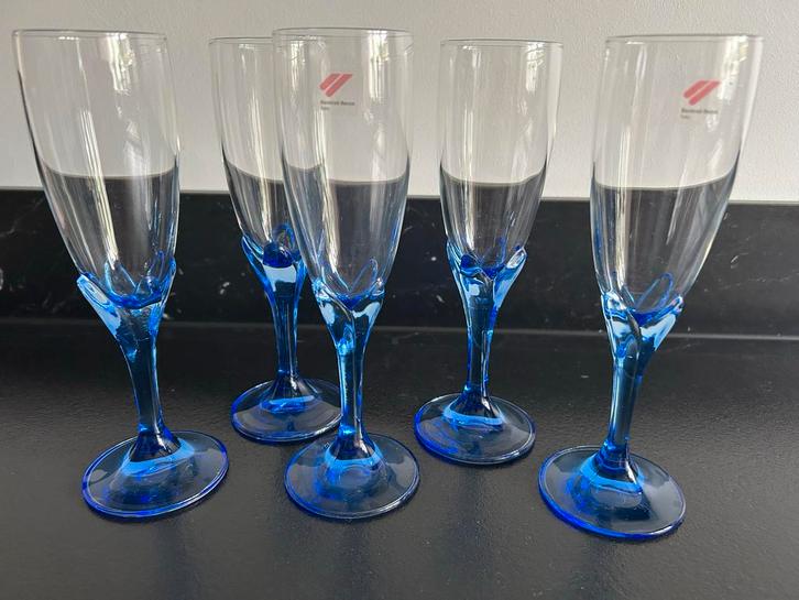 5 Vintage Bormioli Rocco Bouquet glazen tulpvormige voet, Antiek en Kunst, Antiek | Glas en Kristal, Ophalen of Verzenden