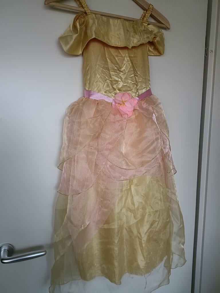 Prinsessen jurk geel, Belle jurk, maat 7-9 jaar, Kinderen en Baby's, Carnavalskleding en Verkleedspullen, Ophalen of Verzenden