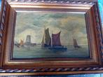 Schilderij scheepjes, Antiek en Kunst, Ophalen of Verzenden
