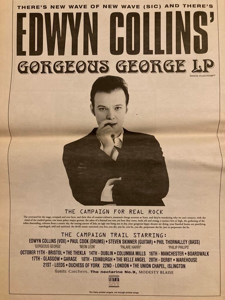 EDWYN COLLINS Gorgeous George EP tour A3 advertentie, Ophalen of Verzenden