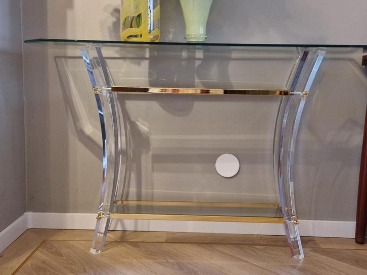 Vintage Regence Console Tafel - Plexiglas & Glas - 1970s, Antiek en Kunst, Antiek | Meubels | Tafels, Ophalen