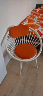 Vintage Design Stoel - Oranje & Wit, Hout, Gebruikt, Overige kleuren, Vintage
