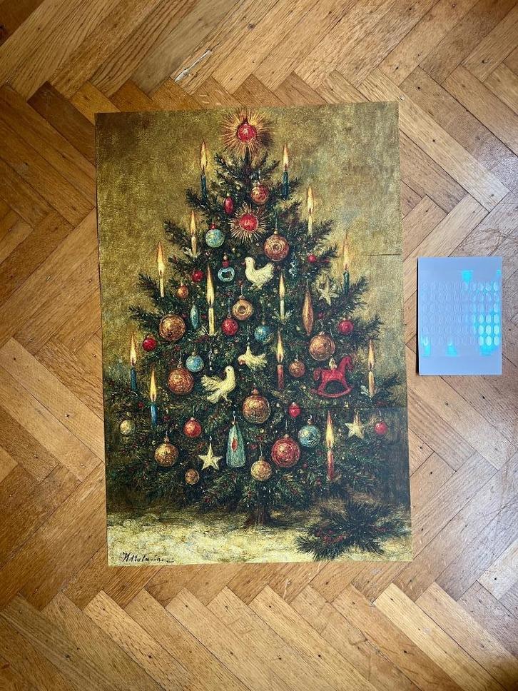 Nostalgische kerstboom - set van 6 kunst kaarten, Huis en Inrichting, Woonaccessoires | Wanddecoraties, Nieuw, Ophalen of Verzenden