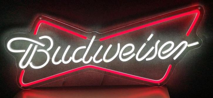Mooie grote BUDWEISER led/neonverlichting 70 x 29cm, Verzamelen, Biermerken, Nieuw, Reclamebord, Plaat of Schild, Overige merken