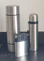 Mooie RVS thermoskan 1 ltr en 1/2 ltr + zakflacon samen € 10, Overige materialen, Overige typen, Ophalen of Verzenden, Zo goed als nieuw