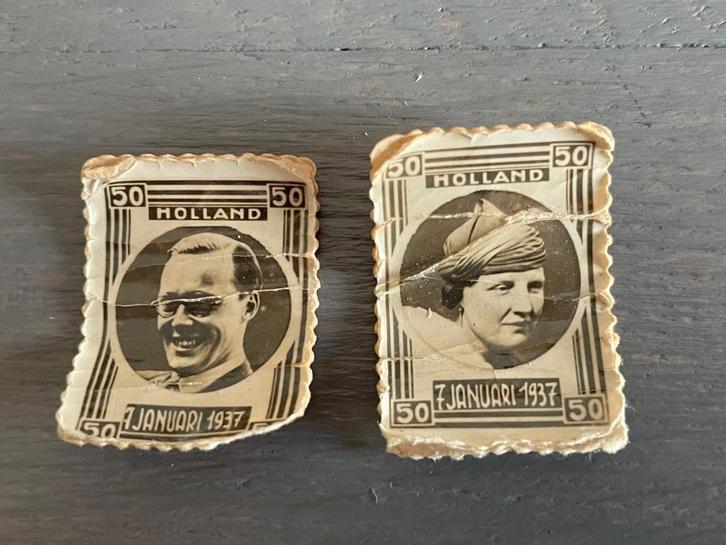 2 POSTZEGELS uit 1937 Juliana en Bernhard - WD014, Postzegels en Munten, Postzegels | Nederland, Postfris, T/m 1940, Ophalen of Verzenden