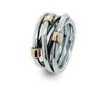 Pandora ring 190383 zilver & 14K goud – maat 53 (17 mm), Ophalen, Zo goed als nieuw, 17 tot 18, Dame