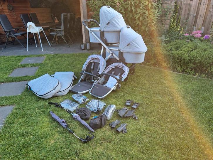 Uppababy Vista V2 Tweelingwagen - Complete Set!, Kinderen en Baby's, Kinderwagens en Combinaties, Zo goed als nieuw, Combiwagen