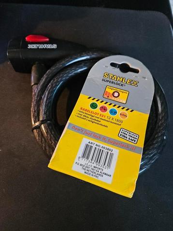 Stahlex Kabelslot 12 mm x 1800 mm zwart nieuw in verpakking beschikbaar voor biedingen