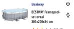Bestway ovaal zwembad frame 305x200x84cm met afdekhoes., Ophalen, Gebruikt, 200 tot 400 cm, Rechthoekig