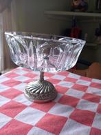 Kristale suikerpot met zilveren voet en suiker klontjes tang, Antiek en Kunst, Ophalen of Verzenden, Zilver