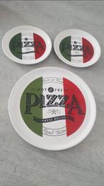 3 Wit Groen Rood Italiaanse Pizza Borden, Ophalen of Verzenden, Zo goed als nieuw, Bord(en), Overige stijlen