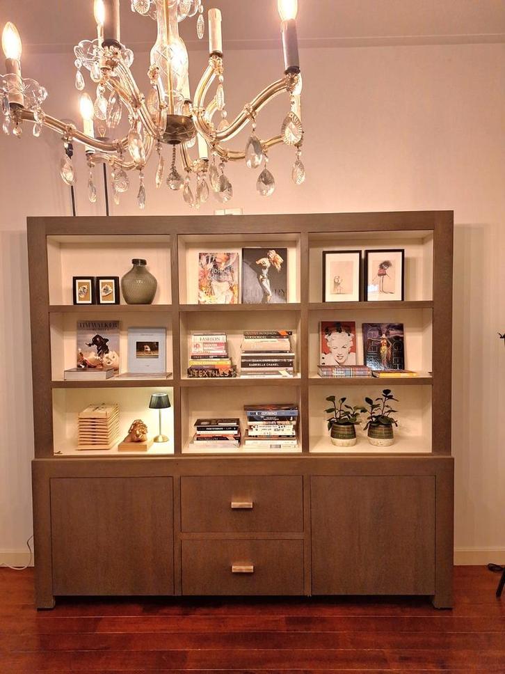 Hele grote design vakkenkast, boekenkast of buffetkast, Huis en Inrichting, Kasten | Buffetkasten, Zo goed als nieuw, 200 cm of meer