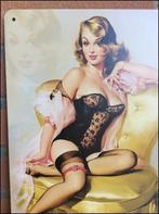 Sexy PIN UP Fifties Retro Girl Metalen Wandbord Gil Elvgren, Verzamelen, Retro, Verzenden