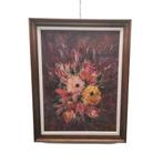 Olieverf schilderij met bloemen van E. Marie, Antiek en Kunst, Ophalen