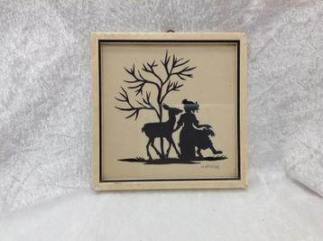 Knipkunst-schilderijtje, meisje met hert beschikbaar voor biedingen