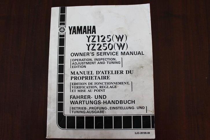 Yamaha YZ125 W YZ250 W 1988/89 owner's service manual, Motoren, Handleidingen en Instructieboekjes, Yamaha, Ophalen of Verzenden