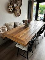 Eettafel met bankje - Steigerhout & Metaal, Huis en Inrichting, Tafels | Eettafels, Ophalen, Gebruikt, 200 cm of meer, 50 tot 100 cm