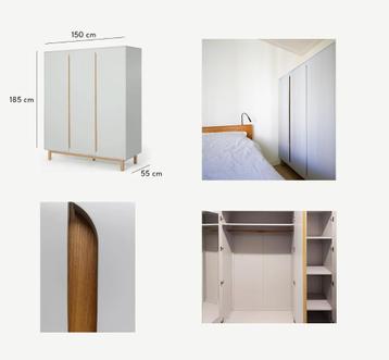 2 houten kledingkasten MadedotCom (Jaden) lichtgrijs beschikbaar voor biedingen