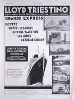 Antieke advertentie Lloyd Triestino cruises 1932, Verzamelen, Scheepvaart, Ophalen of Verzenden, Gebruikt, Motorboot, Kaart, Foto of Prent