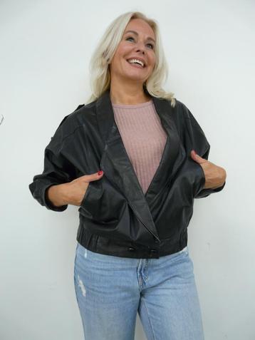 *Abfab Vintage Zwarte Leren 80's Jack M* beschikbaar voor biedingen