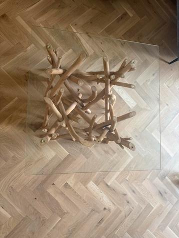Salontafel Glas & Drijfhout 80x80cm beschikbaar voor biedingen