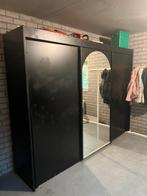 Grote Zwarte Schuifkast met Spiegel (3m), Huis en Inrichting, Kasten | Kledingkasten, Ophalen, Overige materialen, Gebruikt, 200 cm of meer