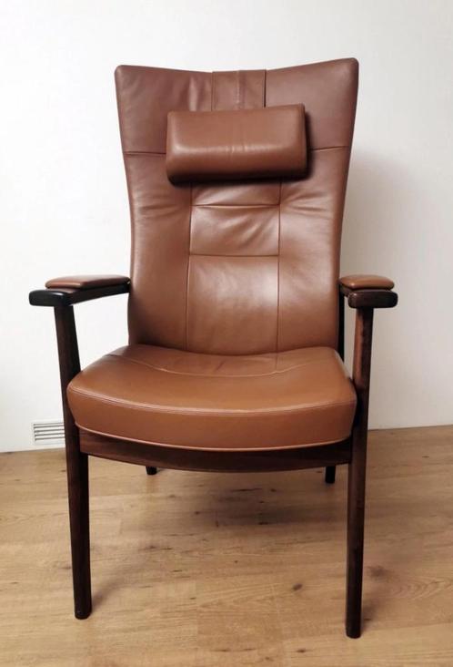 Fauteuil Farstrup Plus 5910, Huis en Inrichting, Fauteuils, Zo goed als nieuw, Hout, Leer, 50 tot 75 cm, Minder dan 75 cm, Ophalen