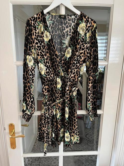 Jurk seven sisters mt L Viscose print/bloem, Kleding | Dames, Jurken, Zo goed als nieuw, Maat 42/44 (L), Bruin, Onder de knie