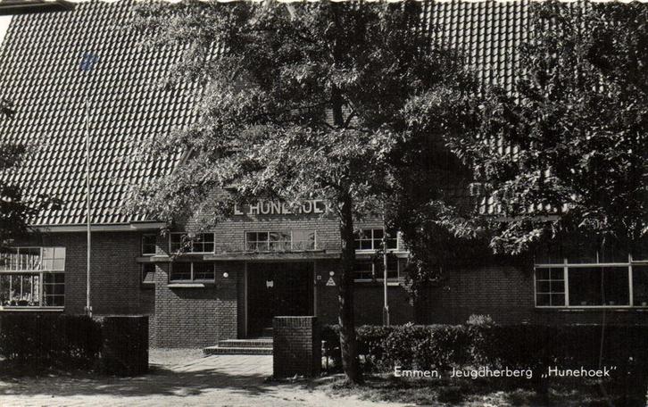 Emmen, Jeugdherberg Hunehoek - 1959 gelopen, Verzamelen, Ansichtkaarten | Nederland, Ongelopen, Drenthe, Voor 1920, Ophalen of Verzenden
