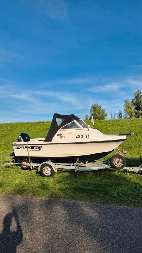 Orka 500 Visboot compleet 75 pk Mercury , freeweel trailer!, Watersport en Boten, Vis- en Consoleboten, 70 pk of meer, 3 tot 6 meter