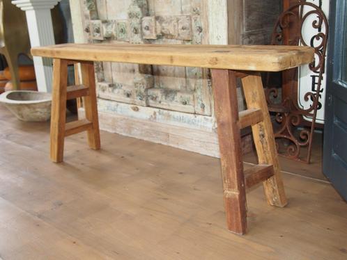 Oude Houten Bankje, Huis en Inrichting, Krukjes, Gebruikt, Hout, Ophalen