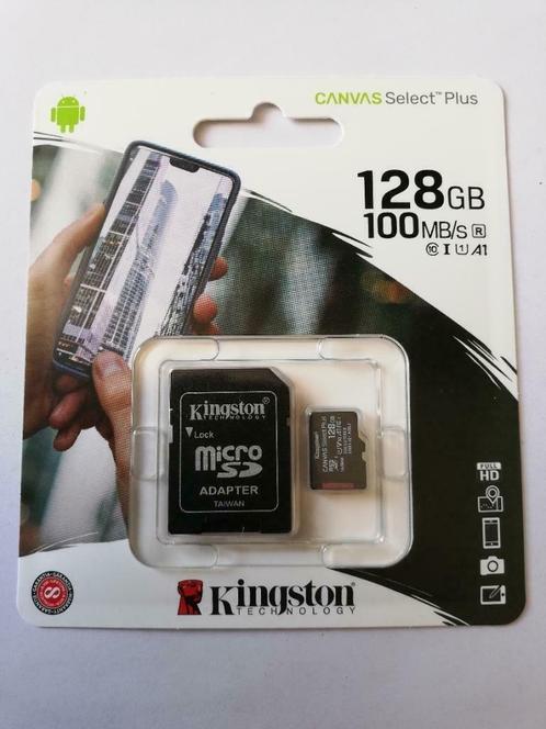 Kingston micro SD kaart 128GB nieuw, Audio, Tv en Foto, Fotografie | Geheugenkaarten, Nieuw, SD, 128 GB, Fotocamera, Ophalen of Verzenden