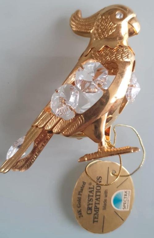 Prachtige Kristallen 24 karat Goud Plated Papagaai., Antiek en Kunst, Curiosa en Brocante, Ophalen of Verzenden