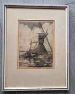 Ets molen landschap Albert Torie, Ophalen of Verzenden