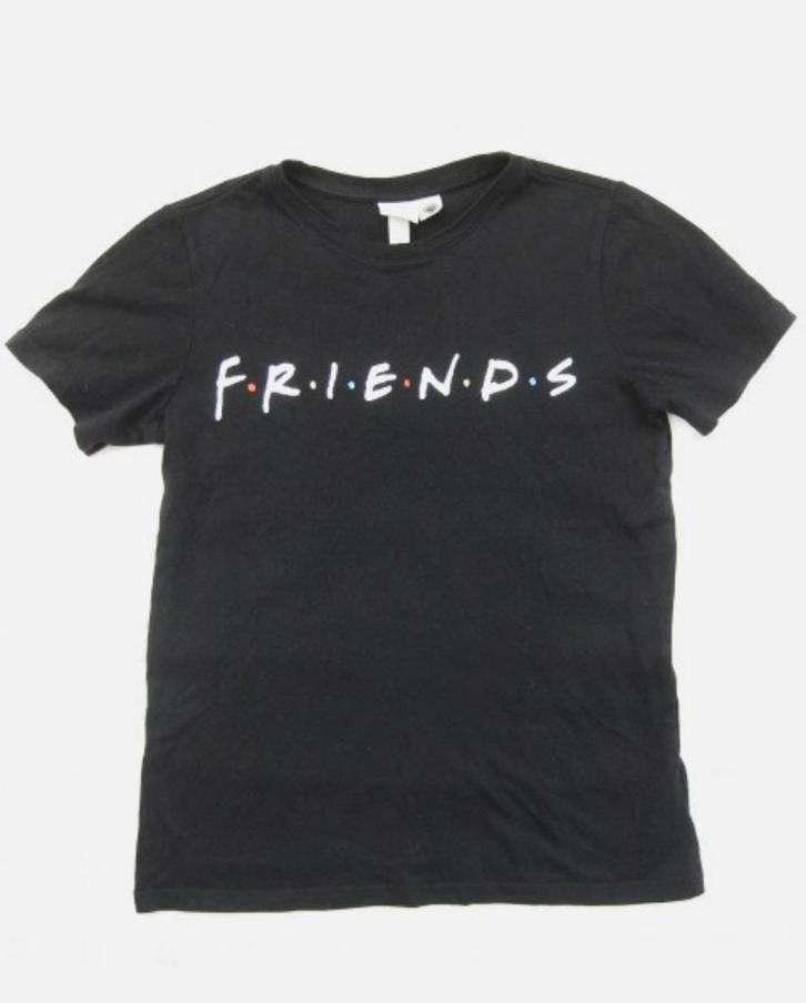 Friends t-shirt, zwart met witte letters H&M met WB, mt XS, Kleding | Dames, T-shirts, Zo goed als nieuw, Maat 34 (XS) of kleiner