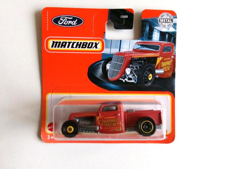 '35 Ford Pickup mat rood Matchbox (NIEUW), Hobby en Vrije tijd, Modelauto's | Overige schalen, Nieuw, Auto, Ophalen of Verzenden