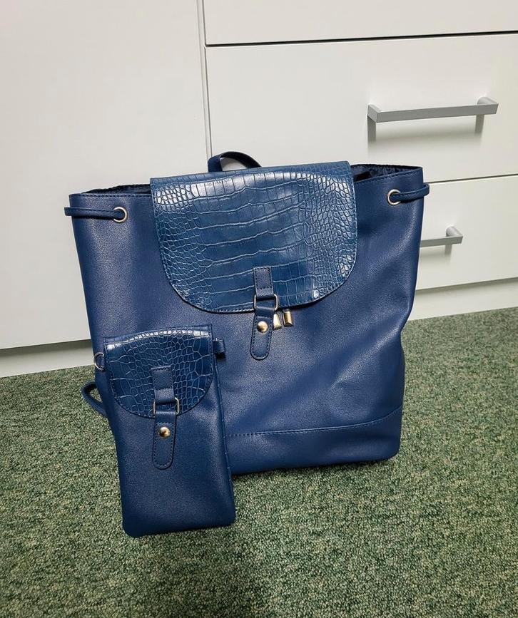 Nieuwe Dames Rugzak + Telefoonhoesje Blauw, Sieraden, Tassen en Uiterlijk, Tassen | Rugtassen, Nieuw, Ophalen of Verzenden