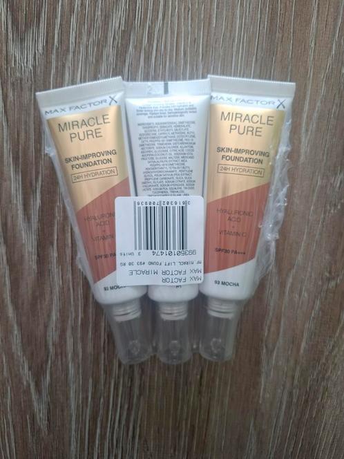 Max Factor Miracle Pure Foundation 93 Mocha (advr 4), Sieraden, Tassen en Uiterlijk, Uiterlijk | Cosmetica en Make-up, Nieuw, Make-up