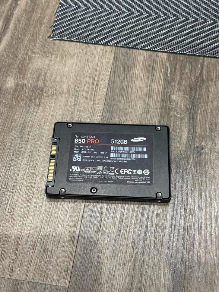 Samsung 850 Pro 512GB SATA SSD, Computers en Software, Harde schijven, Zo goed als nieuw, Laptop, Intern, SSD, SATA, Verzenden
