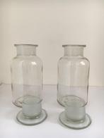 Glazen apothekersflessen met dop set van twee stuks, Verzenden, Zo goed als nieuw