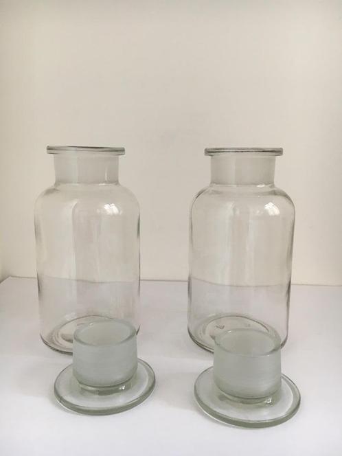 Glazen apothekersflessen met dop set van twee stuks, Huis en Inrichting, Keuken | Keukenbenodigdheden, Zo goed als nieuw, Verzenden