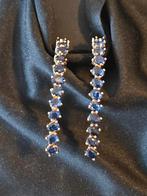 Zilveren oorbellen met blauwe saffieren en certificaat, Ophalen of Verzenden, Nieuw, Blauw, Zilver