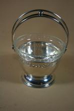 Verzilverd bonbon schaaltje met kristallen inzetbakje, Ophalen of Verzenden