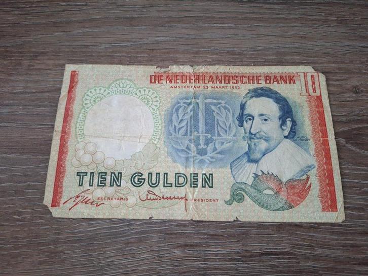 Misdruk / kleurvariant biljet 10 gulden De Groot, 1953, Postzegels en Munten, Bankbiljetten | Nederland, 10 gulden, Ophalen of Verzenden