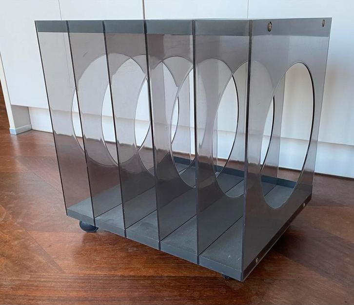 Retro LP Rek / Opbergrek met Wieltjes - Jaren 70/80 Design, Verzamelen, Retro, Huis en Inrichting, Ophalen of Verzenden